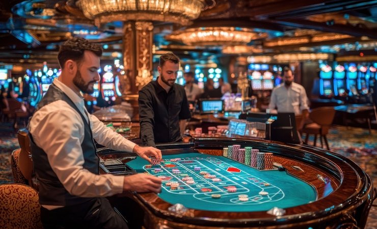Live croupier executing Togel 4D draw
